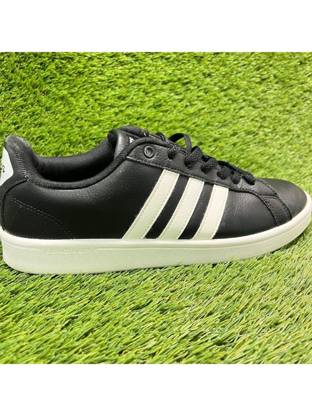 Adidas Cloudfoam Advantage Mens Size 8 Black White Athletic Shoes Sneakers